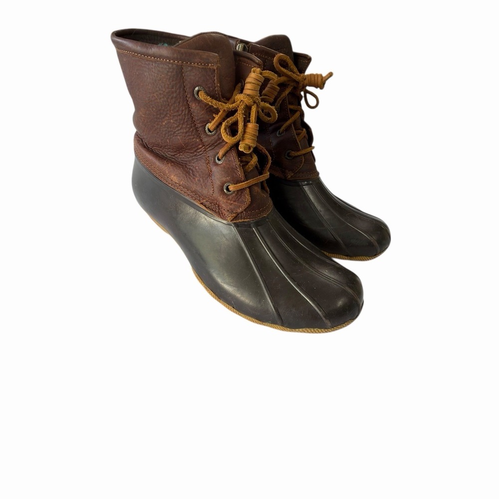 Sperry Top-Sider Leather/Rubber Women's Saltwater Duck Boots, Brown, Sz 11